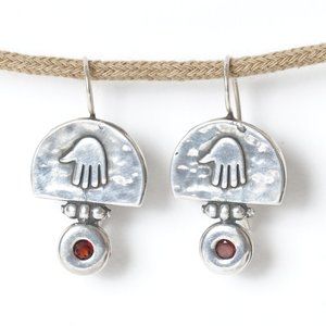 Designer Silver Earrings with Garnets